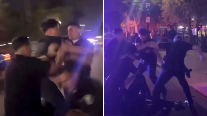 Watch: Cops Attacked by Brazen Mob in California Sanctuary City
