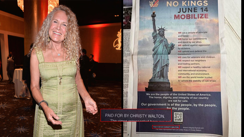 Walmart Heiress Buys Full-Page Ad Promoting Nationwide ‘No Kings’ Anti-Trump Protests