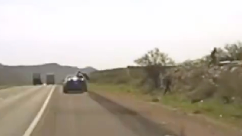 WATCH: Illegal Aliens Bail Out of Tesla During High-Speed Chase