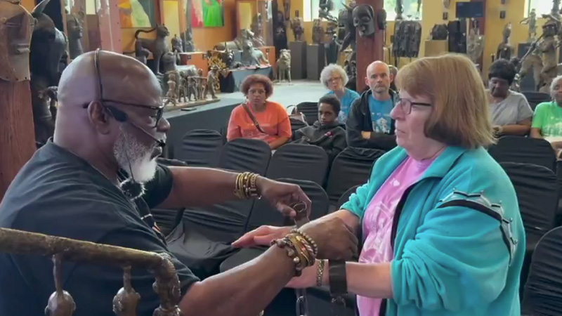 Video: White Woman Shackled With Chains at Black History Museum
