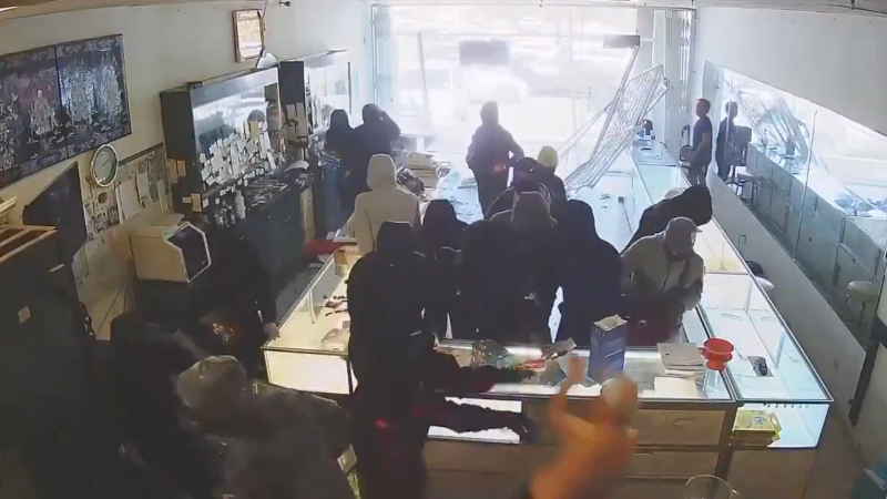 Shock Video: Mob of Masked Thugs Crash Truck Into California Jewelry Shop, Attack Elderly Owner