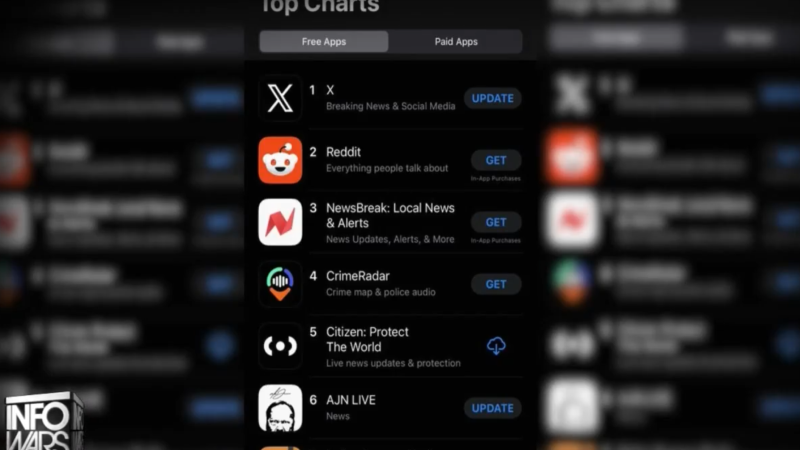 DIGITAL EARTHQUAKE: Alex Jones Network App Shoots To #5 In Global News Less Than 24 Hours After Democrats Get Judge’s Approval To Close Infowars!