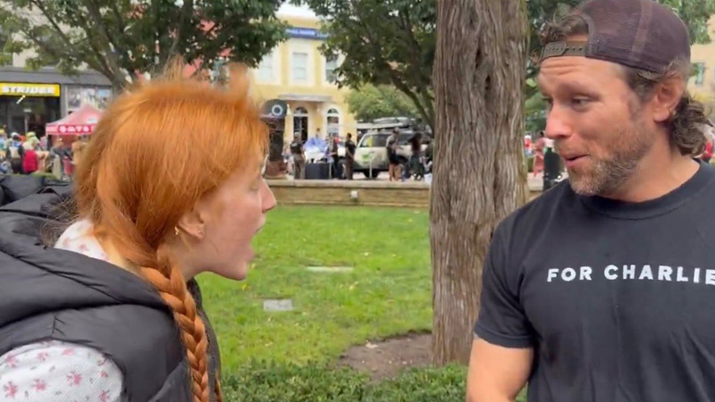 Watch: Unhinged ‘No Kings’ Liberal Screams at Man for Wearing Charlie Kirk Shirt