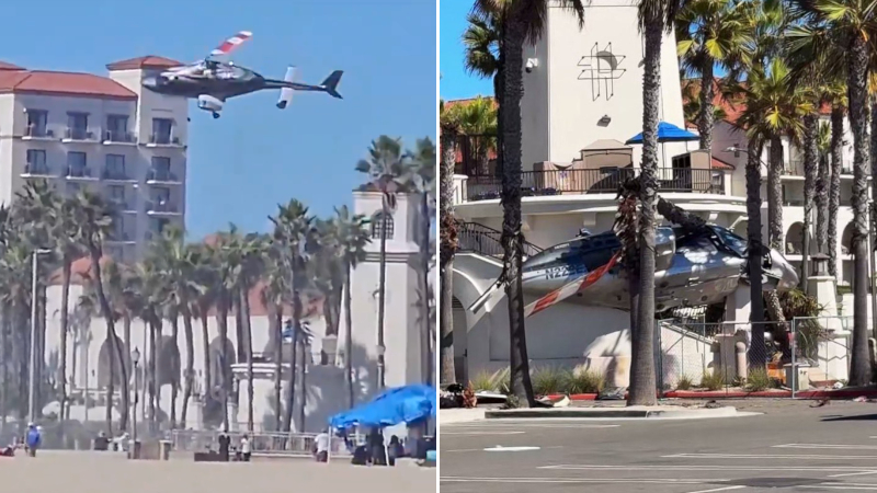 Shock Video: Helicopter Crashes at California Beach