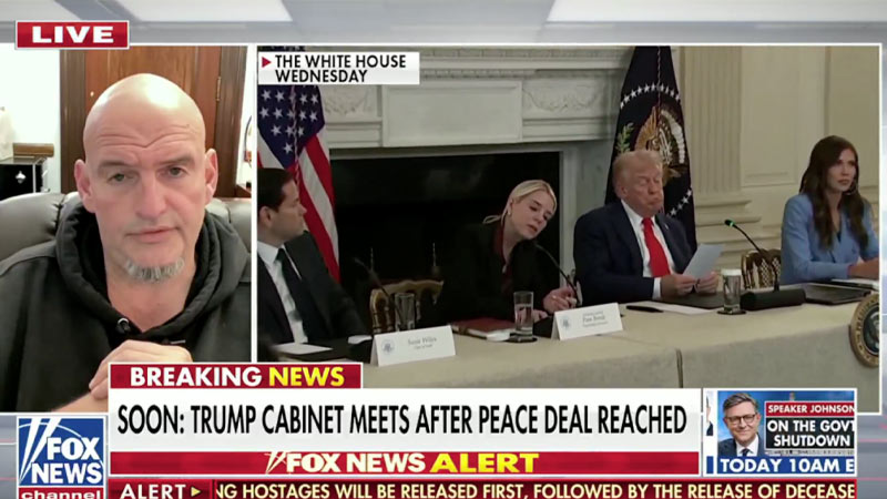 Democrat Senator Fetterman Says If Wars End He’ll Support President Trump for Nobel Peace Prize