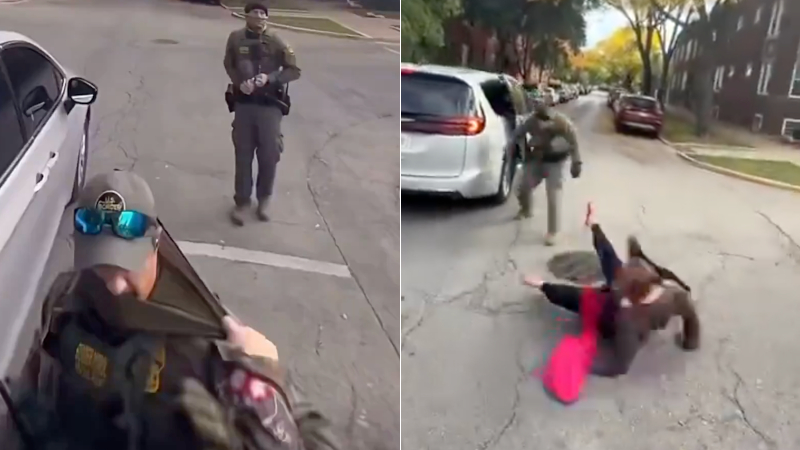 WATCH: Border Patrol Agent Tosses Woman Who Grabbed His Face Mask During Mob Attack in Chicago WATCH: Border Patrol Agent Tosses Woman Who Grabbed His Face Mask During Mob Attack in Chicago