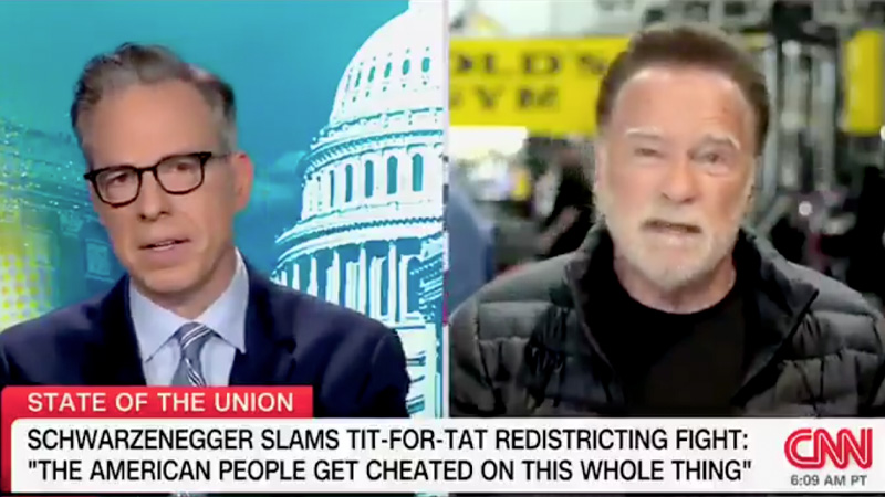 Watch: Arnold Schwarzenegger Schools CNN’s Jake Tapper On “Extreme Gerrymandering” In Blue States