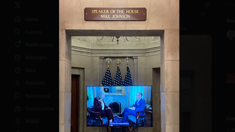 Speaker Johnson Loops Video Outside Office Showing Dem Whip Clark Admitting American Families Being Used As Leverage Against GOP