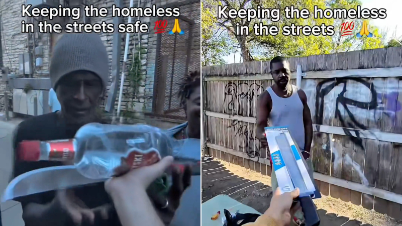 Watch: TikToker Hands Out Vodka, Machetes to Homeless in Austin