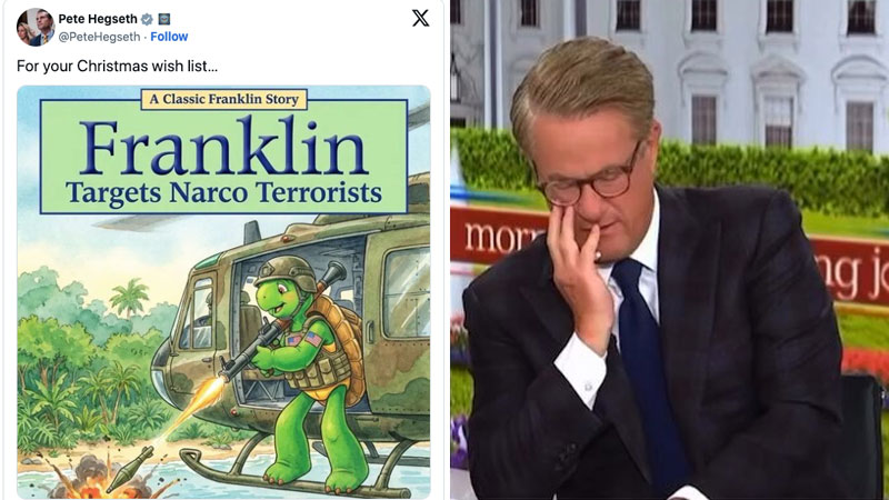 Watch: Joe Scarborough Freaks Out Over Sec. of War Hegseth’s ‘Franklin Targets Terrorists’ Meme