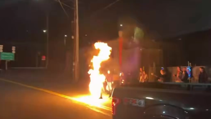 Watch: Antifa Activist Accidentally Sets Himself On Fire While Burning American Flag