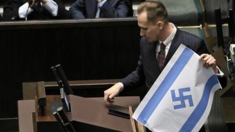 Israeli Embassy Calls For Polish MP To Be Removed From Parliament After He Displayed Swastika On Israeli Flag While Calling Israel’s Actions In Gaza Genocide